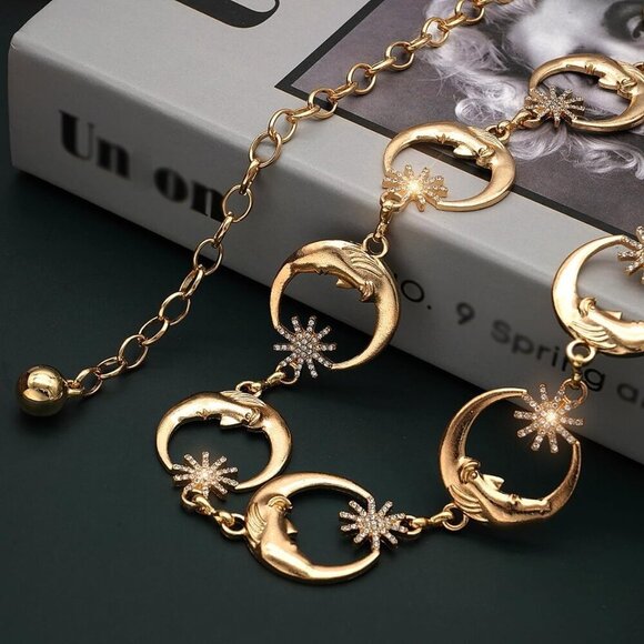 Women Chain Belt Alloy Hollow Circle Gold Dress Waist Accessory for Casual main image 5